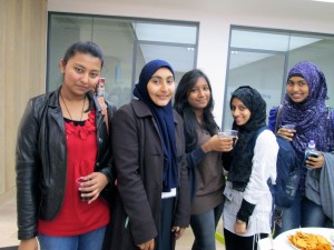 Make friends - Masaad (centre left) and Dhanal (centre right) socialising with their new friends in the INTO centre.