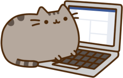 Pusheen on a computer