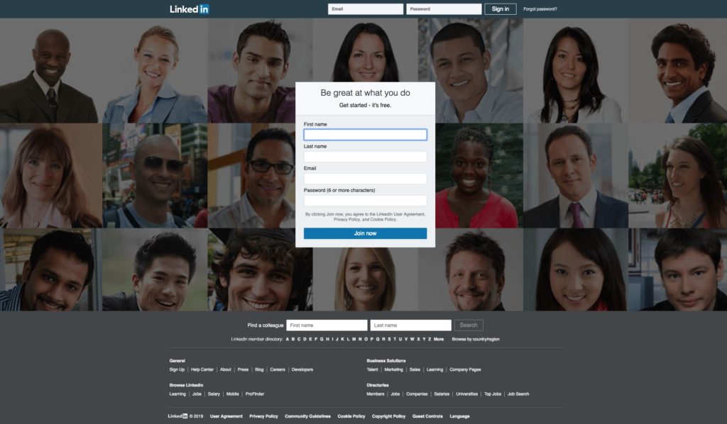 linkedin sign up for companies