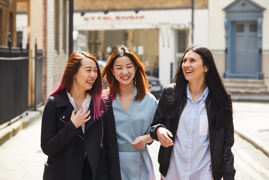 International student friends laughing