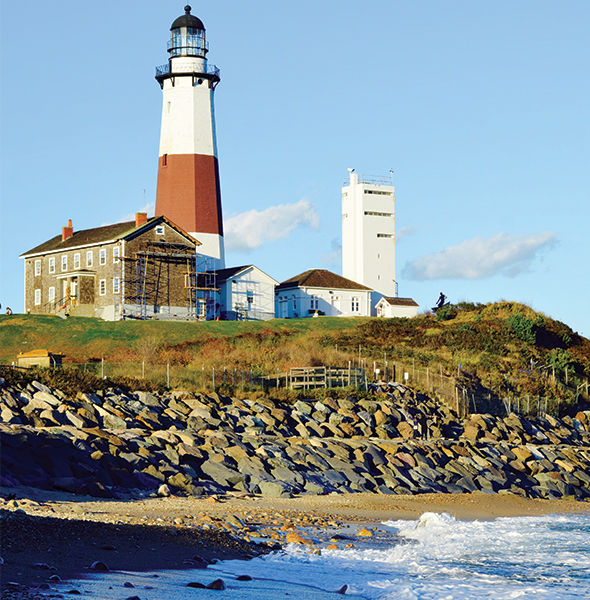 View of Montauk Lighthouse from the beach.